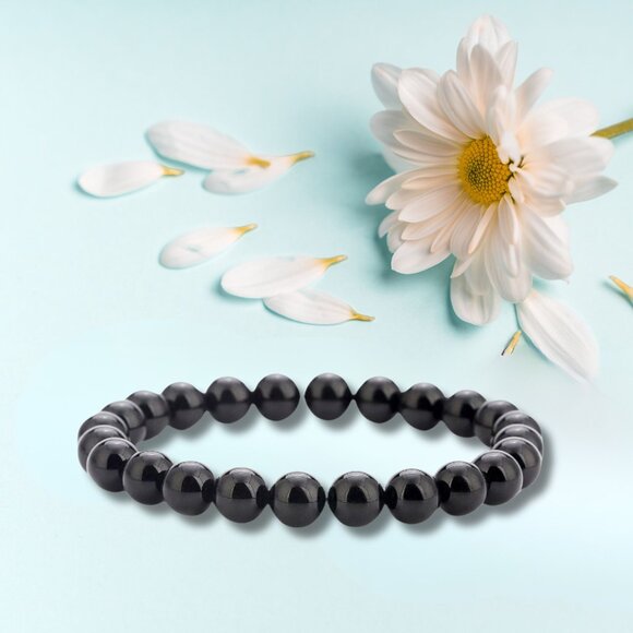 Natural Stone Healing Black Onyx Round Beads Stretch Bracelet Yoga Jewelry 8 MM - Picture 2 of 10